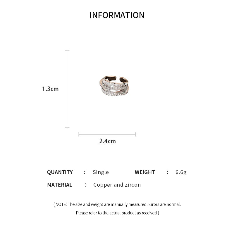 Light Luxury Inlaid Cubic Zircon Finger Ring For Women Classic Cross Design Open Ring Bride Jewelry For Engagement Wedding K0