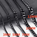 HNSP 3/5/7/9/12MM Stainless Steel Cuban Link Gold Chain Necklace For Men Jewelry Waterproof Accessory Gift