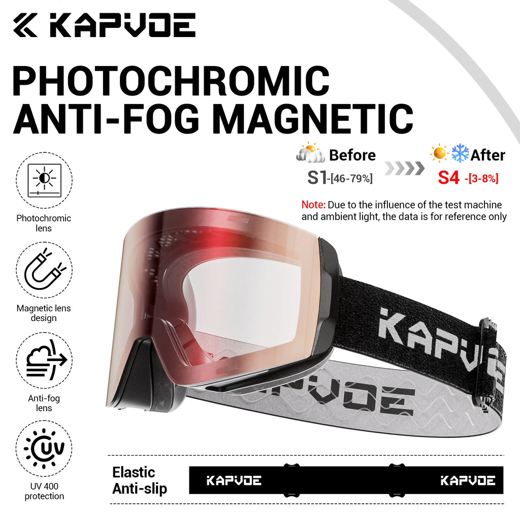 KAPVOE Magnetic Snow Goggles Double Layer Anti-Fog UV Protection for Skiing Snowboarding High-definition Clarity Unisex Skiing