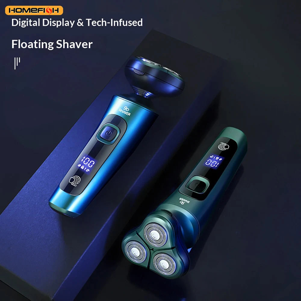 LCD Display Smart Electric Shaver, 3D Floating Triple Head Razor, USB Rechargeable Waterproof for Shaving & Beard Trimming