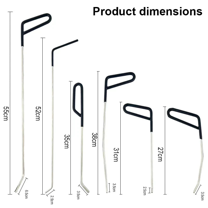 Car Hook Rods Paintless Dent Repair Hail Remover Hooks Rods Kits Auto Body Dents Repair Tool Stainless Steel Hands Tools