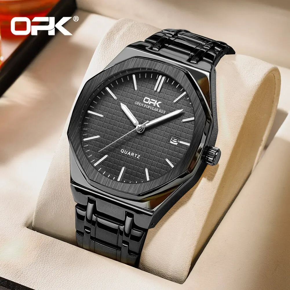 Opk Brand Men Watch Simple Fashion Waterproof Luminous Stainless Steel Strap