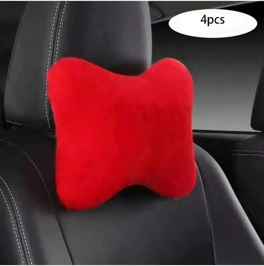 2/4pcs Luxury Plush Car Neck Pillows, Comfortable Neck Support, Faux Fur Texture, Soft Sponge Padding, Makes Traveling More Comfortable