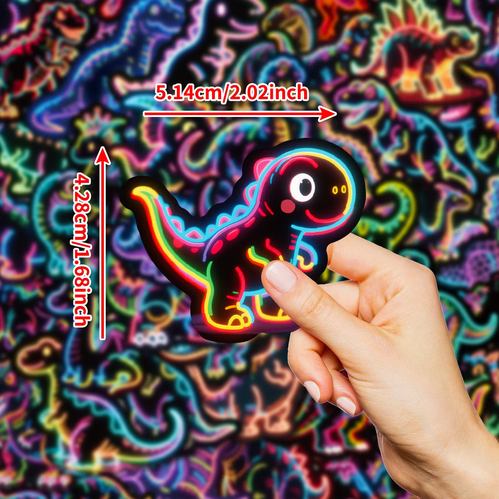 50Pcs Neon Graffiti Stickers Dinosaur Cartoon Stickers Colorful Dinosaur DIY Guitar Skateboard Water Cup Mobile Phone Stickers