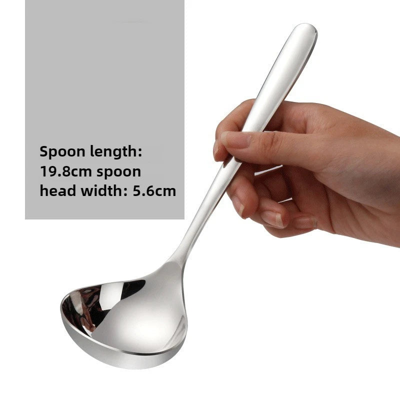 1PC Stainless Steel Soup Spoon Thickened Long Handle Commercial Household Soup Large Soup Watermelon Round Spoon