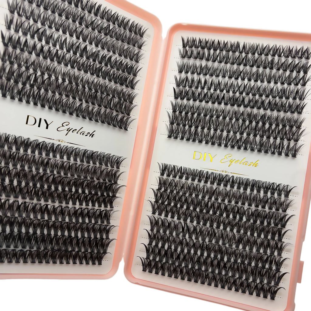 Individual Lashes 10-14mm 640pcs Cluster Lashes Natural Look Mixed Tray DIY Eyelash Extension Volume Clusters Eyelashes