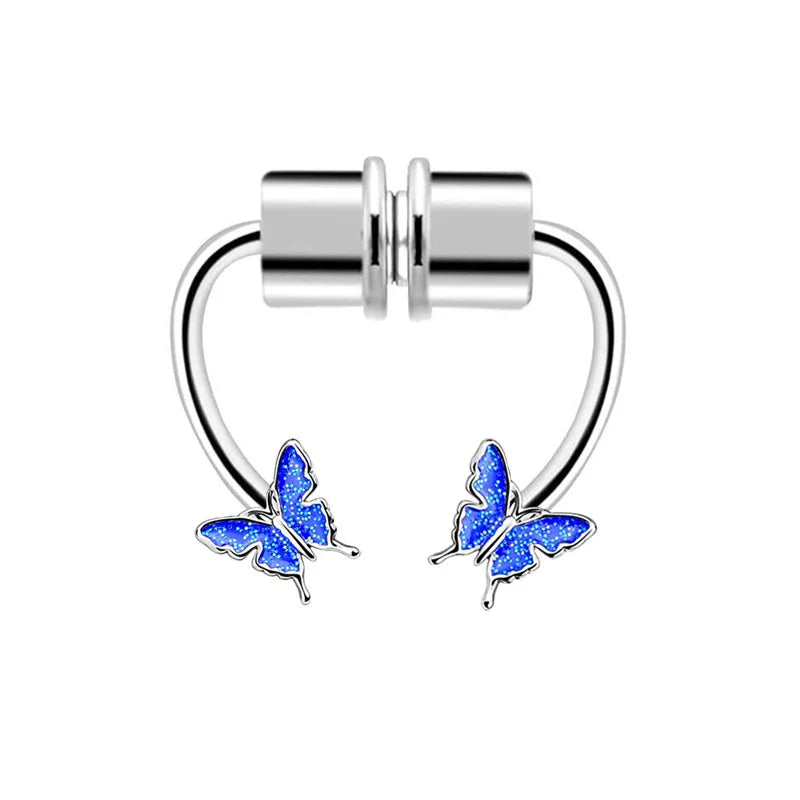 Stainless Steel Magnet Nose Piercing Heart Butterfly Fake Nose Ring 16G Horseshoe Ring Bee Nose Clip Body Jewelry for Piercings