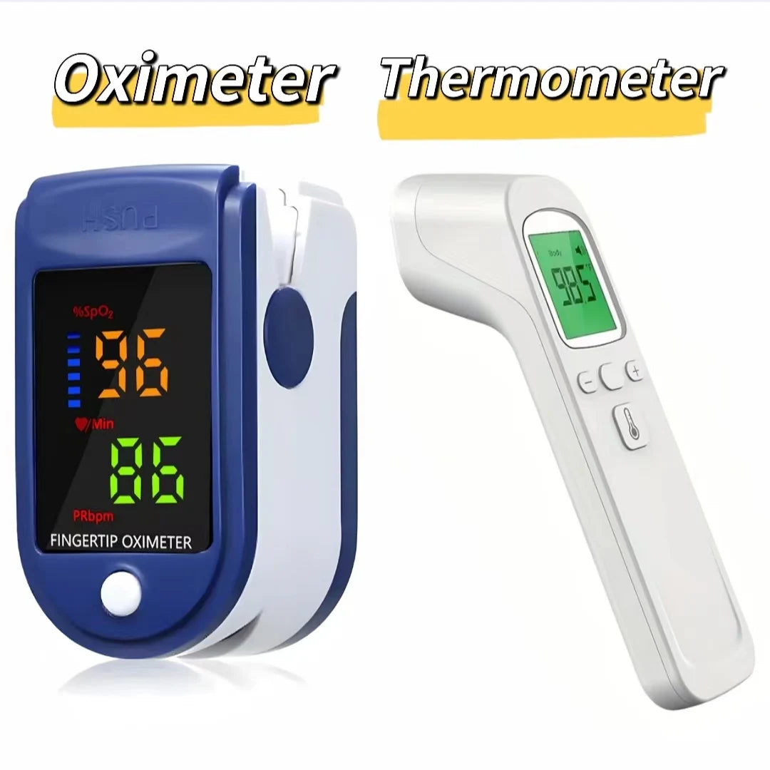 New Household Infrared Forehead Temperature Gun Electronic Thermometer Accurate Finger Clip Type Pulse Oximetry Oximeter
