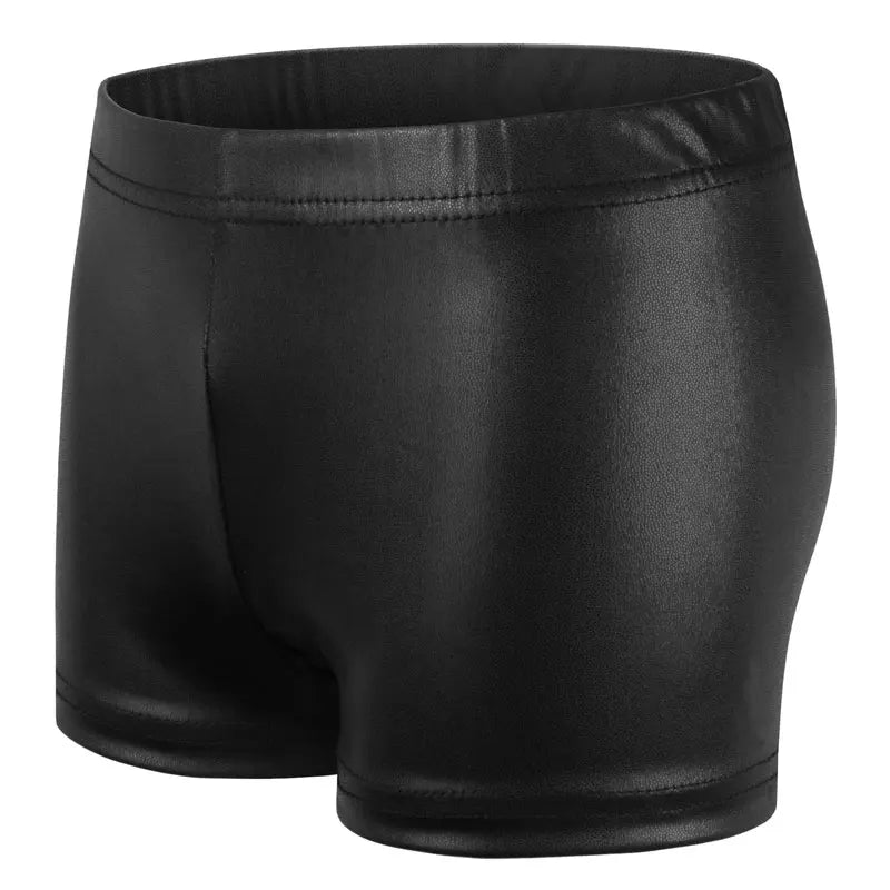 Dance Shorts for Girls Kids Bronzing Metallic Pants Elastic Children Glossy Gymnastic Dancewear Blank Solid Sports Shiny Glitter