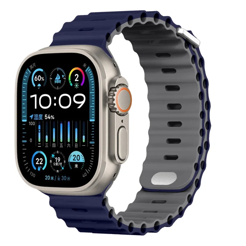 Ocean Strap For Apple Watch Ultra 3/2 Band 49mm 11 10 9 8 7 46mm 45mm 41mm Silicone Bracelet Belt iWatch 6 5 4 SE 44mm 42mm band