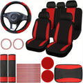 Deluxe Pink Car Seat Cover Set: Steering Wheel Cover, Cup Holder, Armrest Cushion, Seat Belt Cover, for Most Cars, SUVs And Trucks - The Perfect Choice for Stylish Ladies
