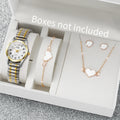 5PCS/Set Fashion Arabic Dial Women Quartz Watches Elastic Strap Ladies Wristwatch Heart Jewelry Set Reloj Mujer (Without Box)