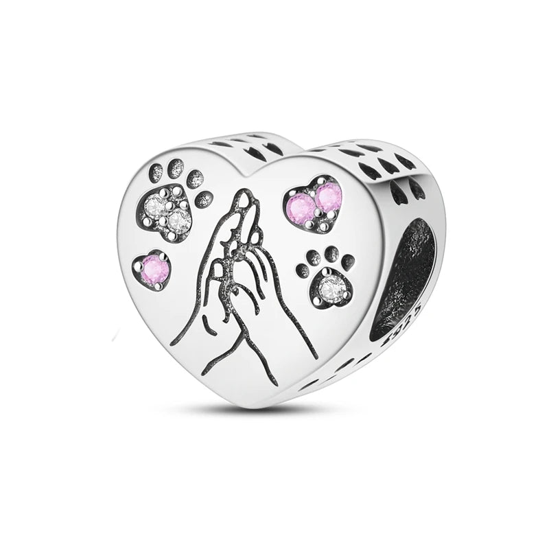 Pink Charms Original 925 Sterling Silver Heart Bow Perfume Bottle Charms Beads Pendants Fit Bracelet DIY Women Jewelry Making