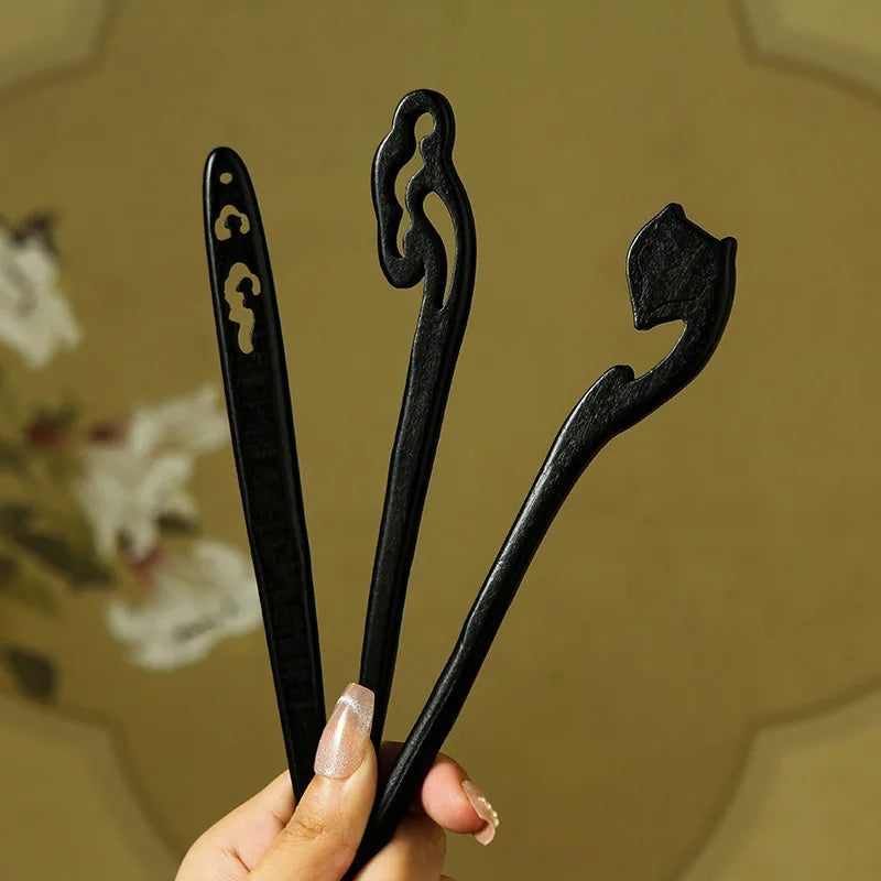 Antique Style Imitation Ebony Hairpin Plain Hairpin Simple Style Retro Hanfu Qipao Accessories for Women