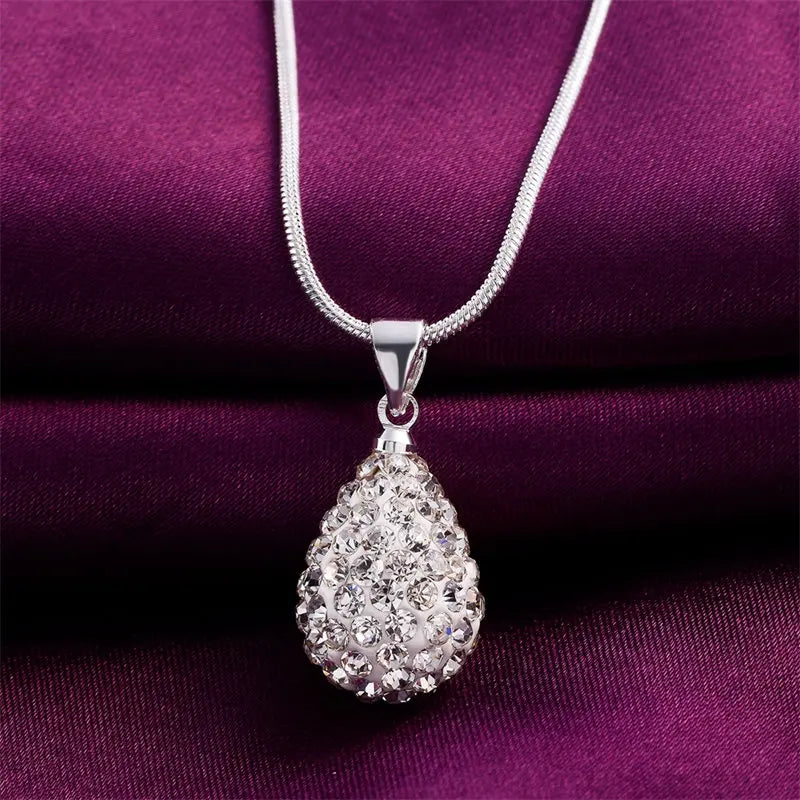 Fashion 925 Sterling Silver 18-24 Inches Exquisite Water Drop Zircon Necklace For Charm Women Wedding Gift Jewelry Party Wholesa