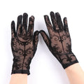 Halloween Women Black Sexy Skeleton Cross Flowers Lace Long Gloves Elasticity Transparent Mesh Lolita Punk Cosplay Short Gloves