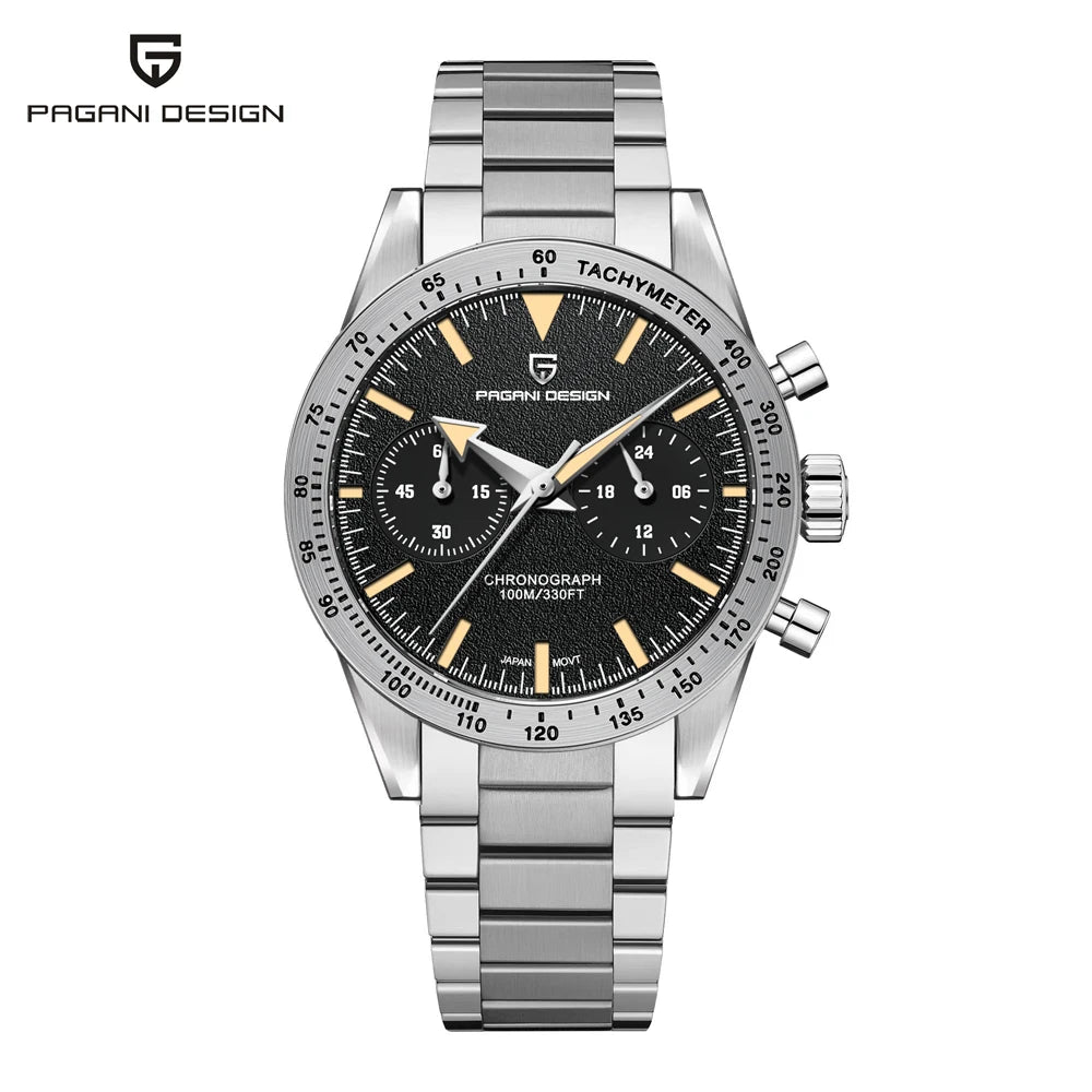 PAGANI DESIGN 2026 Mens watches Moon Quartz  Watch men speed Sport waterproof Chronograph AR Sapphire VK64 Steel Retro Luminous