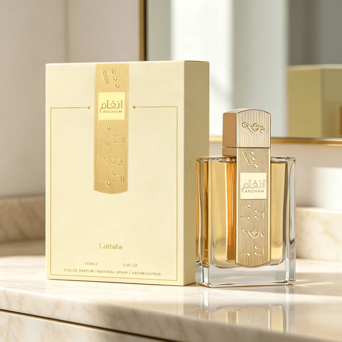 Lattafa Angham Eau De Parfum 100ml 3.4oz Unisex Perfume Spray Long-Lasting Oriental Gourmand Fragrance Vanilla Amber Musk Luxury Arabian Dubai Perfumes Daily Scent Gift
