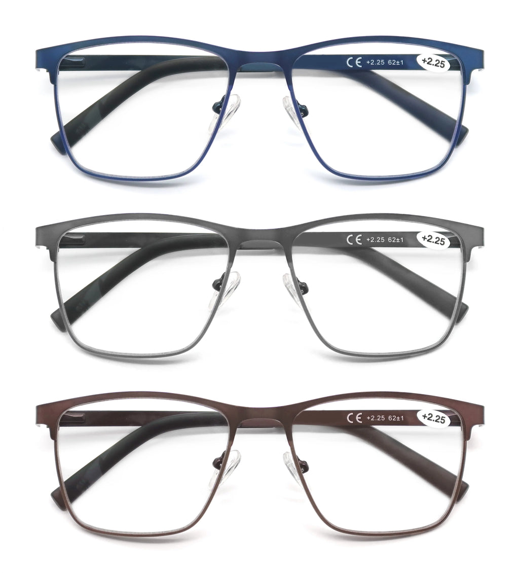 MODFANS Blue Light Reading Glasses for Men Metal Frame Computer Readers Presbyopia Magnifier Lens Eyewear Diopter +0.75 to +4.0
