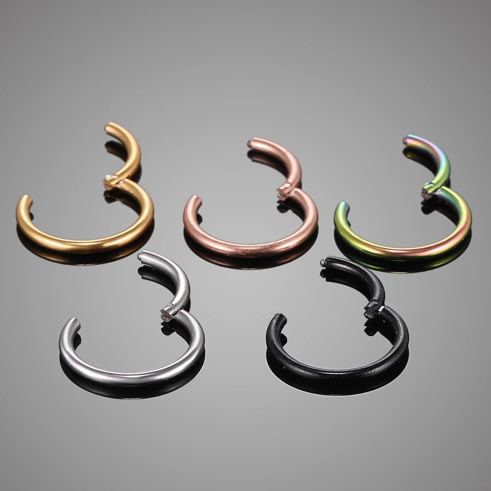 1PC 12G-20G Septum Piercing Surgical Steel Clicker Hinged Segment Ring Goth Nose Hoop Earrings Lip Ear Cartilage Helix Piercings