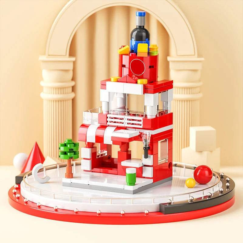DIY Architecture Store Street View Food House Building Blocks Kit Girls Bricks Classic Movie Model Toys