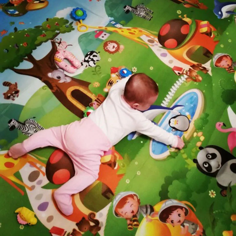 Doubel Sided Baby Play Mat 180x120cm Kids Rug Educational Toys for Children Soft Floor Toddler Crawling Carpet Game Activity Gym
