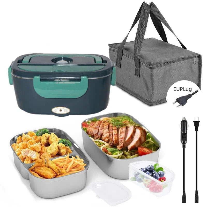 HOMEFISH 1.5 L 60W Electric Lunch Box Food Warmer Portable Food Heater for Car Or Home - Leak Proof 304 Stainless Steel Liner