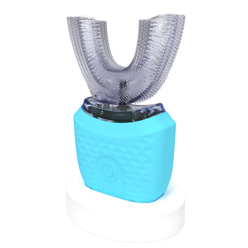 Wireless chargeable silicone bristle portable cleaning automatic toothbrush high quality u-shaped electric toothbrush