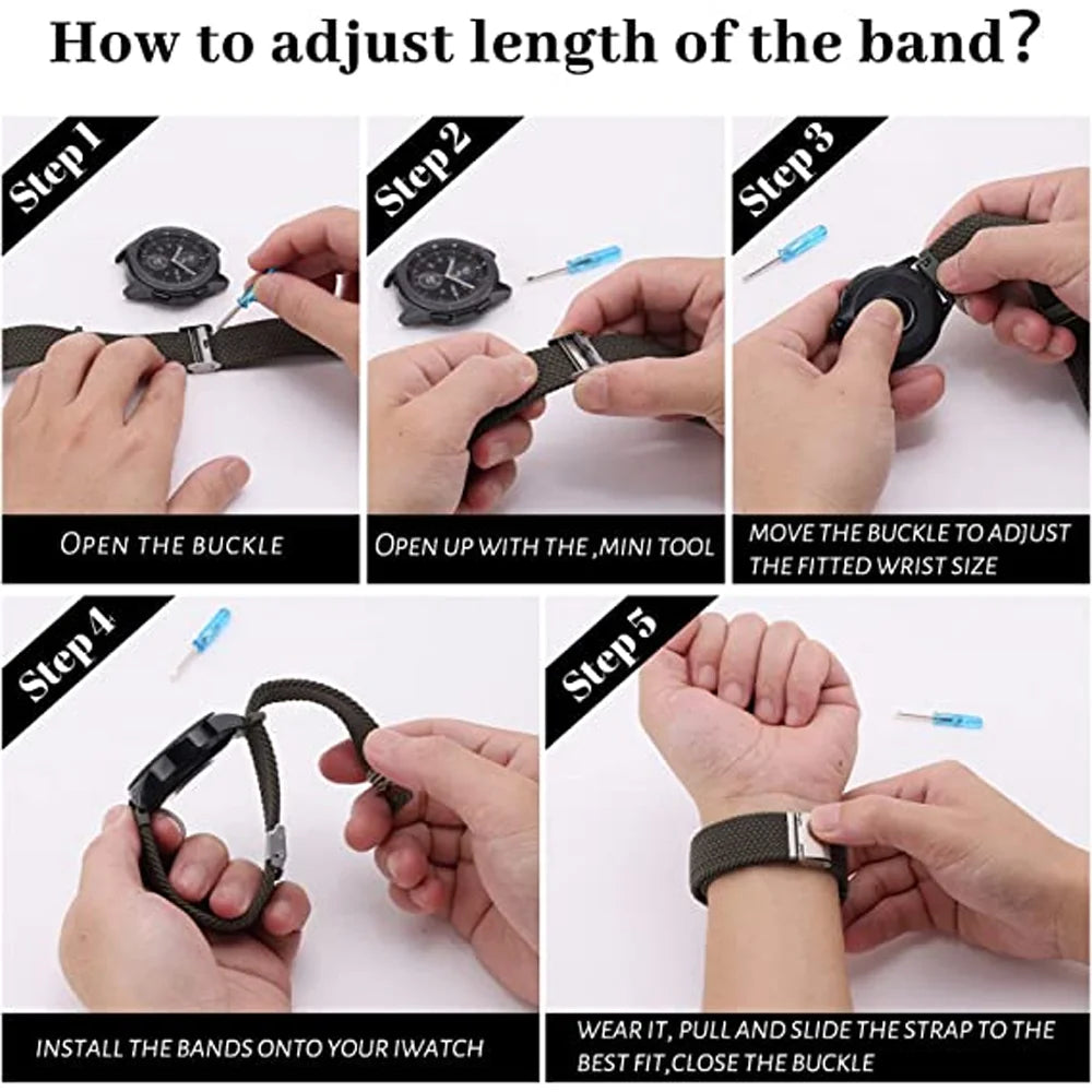 20mm 22mm Braided solo loop For Amazfit GTS 4/2/2e/GTS2 Mini/GTR 4/2/2e/3/Pro 47mm stratos Bracelet Watch band Amazfit bip strap