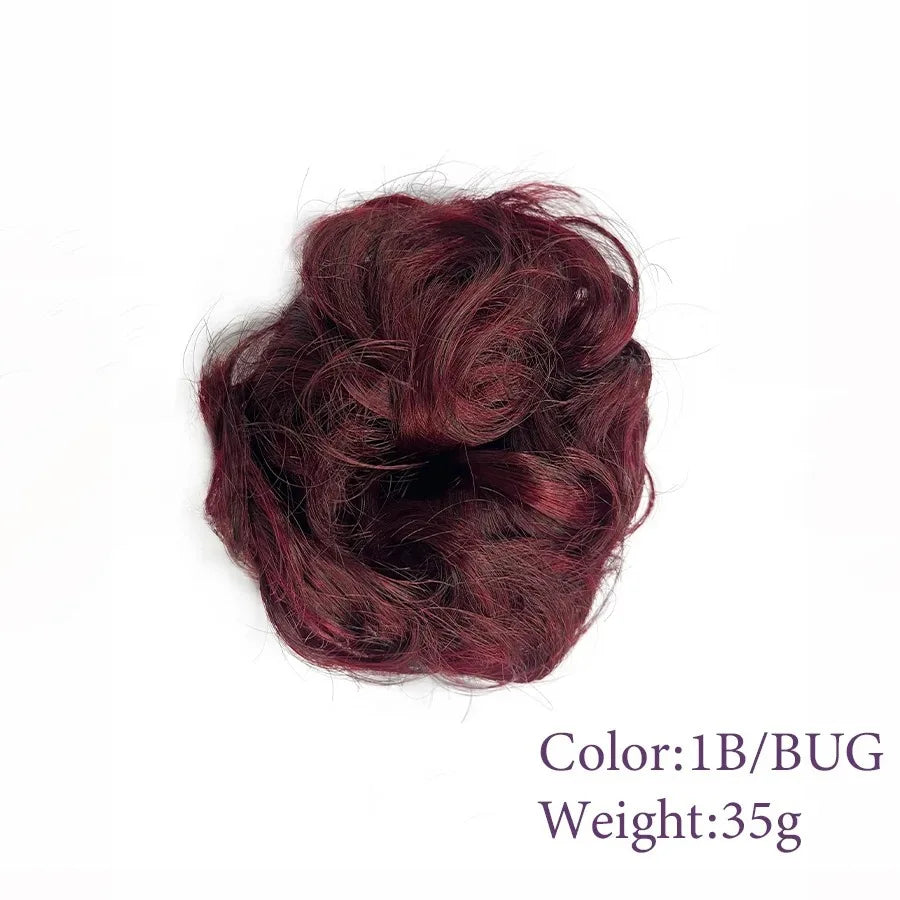 Synthetic Messy Hair Bun Chignon Scrunchies Fake Hair Band Braid Elastic Hairpiece Tail Chignon Donut Updo Hair Pieces for Women