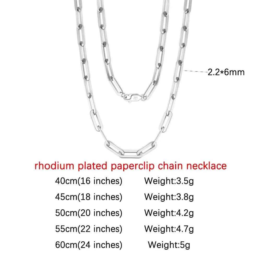 ORSA JEWELS 14K Gold Plated Genuine 925 Sterling Silver Paperclip Neck Chain 6/9.3/12mm Link Necklace for Women Men Jewelry SC39