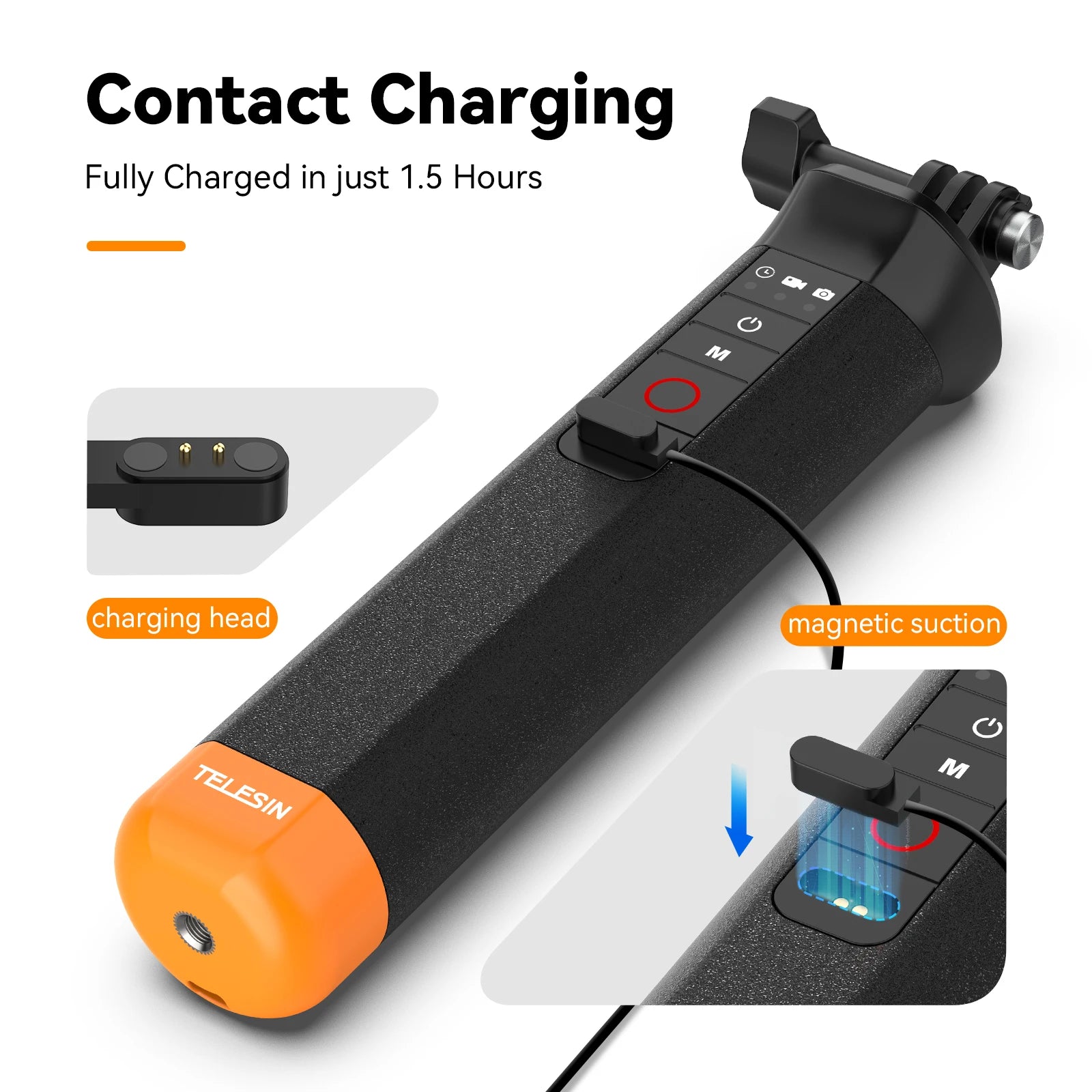 TELESIN Buoyancy Bar Selfie Stick Waterproof Selfie Stick With Hand Strap Wireless Remote Control For Gopro Hero 9 10 11 12