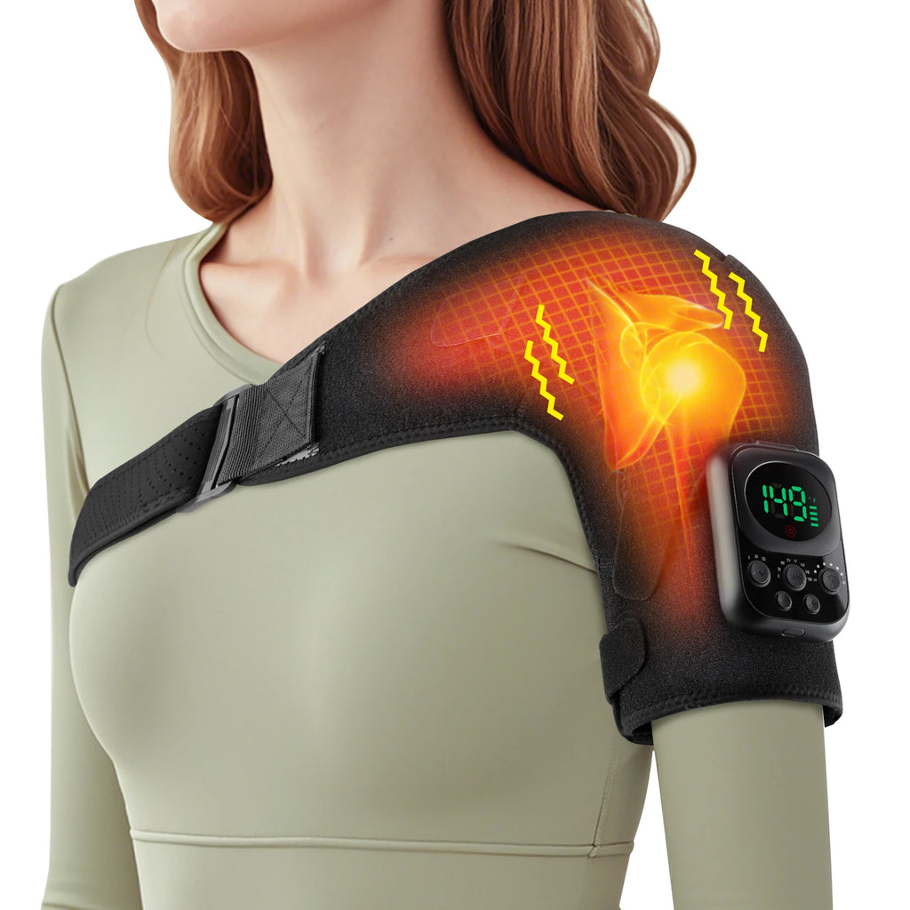 Electric Shoulder Massage Machine Heated Vibration Back Shoulder Belt Brace Relax Shoulder Neck Muscle Massagers Health Care