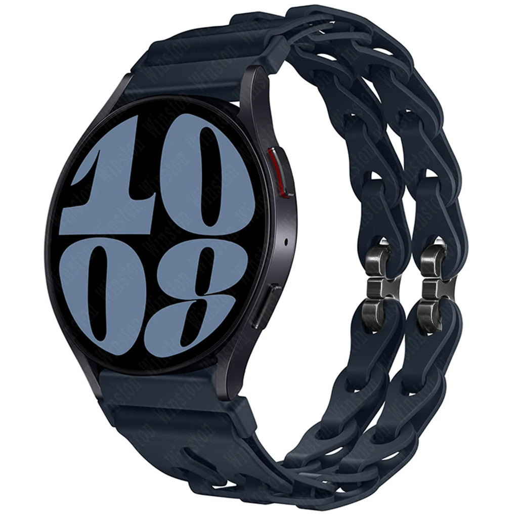22mm 20mm Chain Strap for Samsung Galaxy Watch 7 6 5 4 6Classic Silicone Band for Huawei GT4 3Pro for Amazfit GTR 4/GTS Bracelet