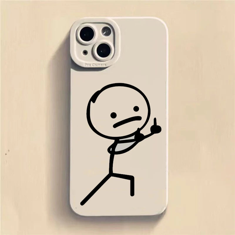 Cute Cartoon Matchman Matte Silicone Phone Case For iPhone 18 16 11 12 13 14 15 17 Pro Max XR XS X 7 8 Plus 16E Soft Back Cover