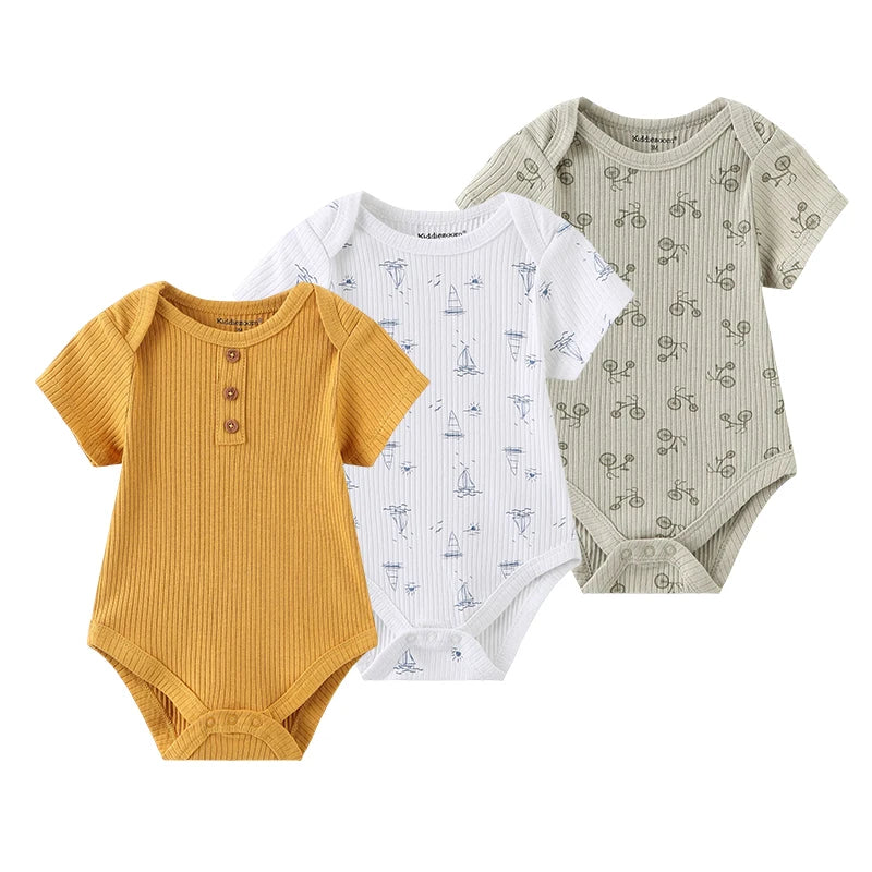 Kiddiezoom 3/4 Pcs/Lot Four Seasons Unisex Cartoon Newborn Boy Girl Bodysuits Soft Cute Infant Onesies Clothes Baby Shower Gift