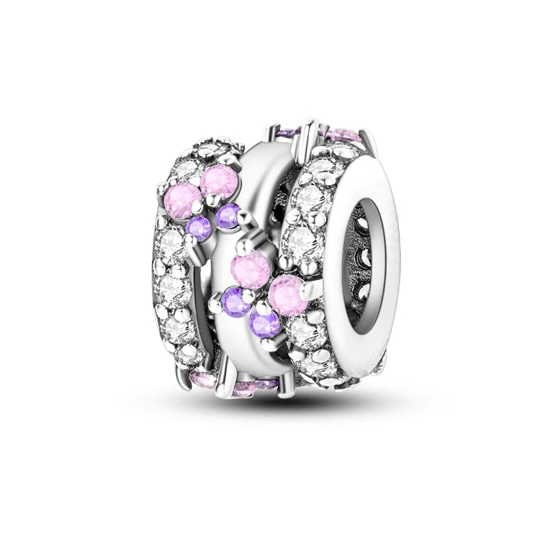 Pink Charms Original 925 Sterling Silver Heart Bow Perfume Bottle Charms Beads Pendants Fit Bracelet DIY Women Jewelry Making