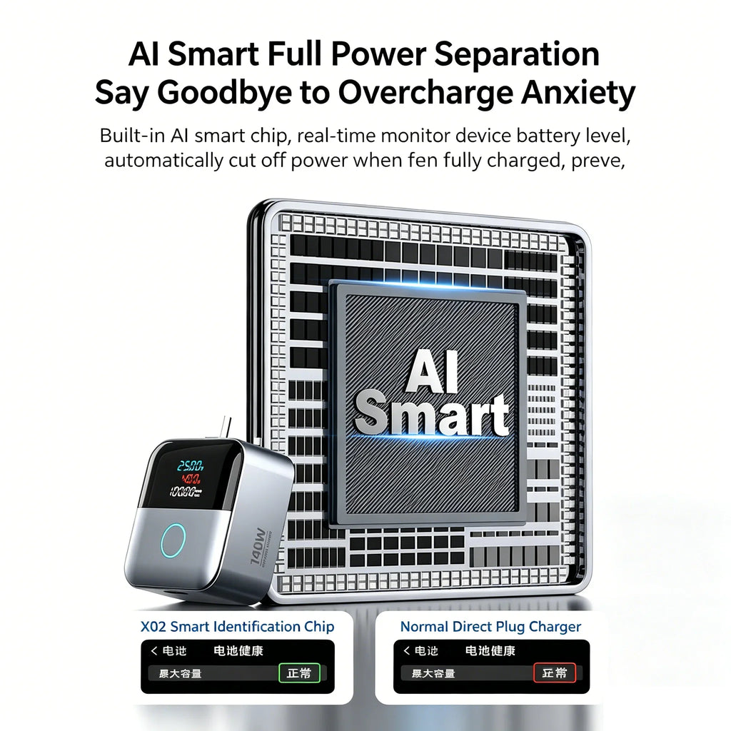 KEBIDUMEI 140W Smart Auto Power-off Phone Charge Separator Digital Display Type-C Fast Charging Data Cable Overcharge Protection