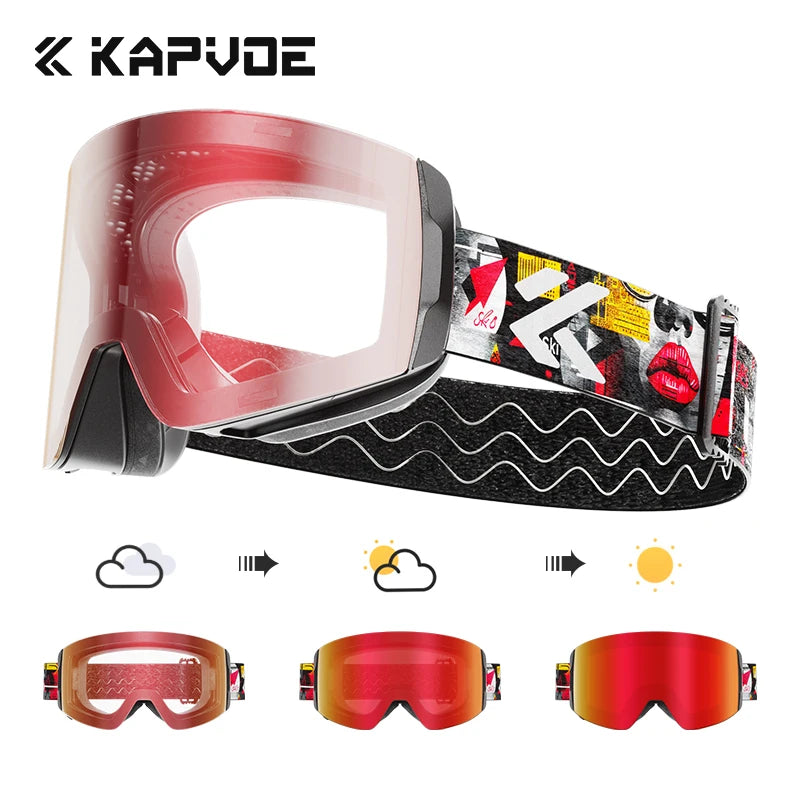 KAPVOE Outdoor Ski Goggles Men Snowboard Glasses Women Winter Snow Sunglasses UV400 Magnetic Attraction Anti-Fog Skiing Goggles