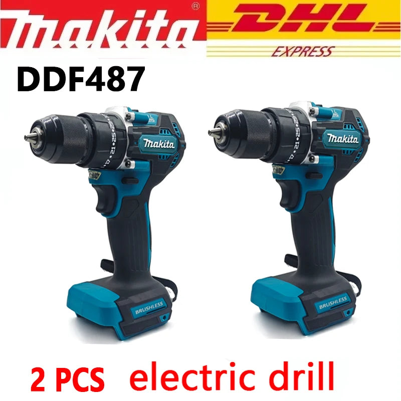 Genuine Makita DDF487 18V Brushless Li-ion Cordless Drill, Rechargeable Power Tool Kit for Household, Farm & Auto Repair