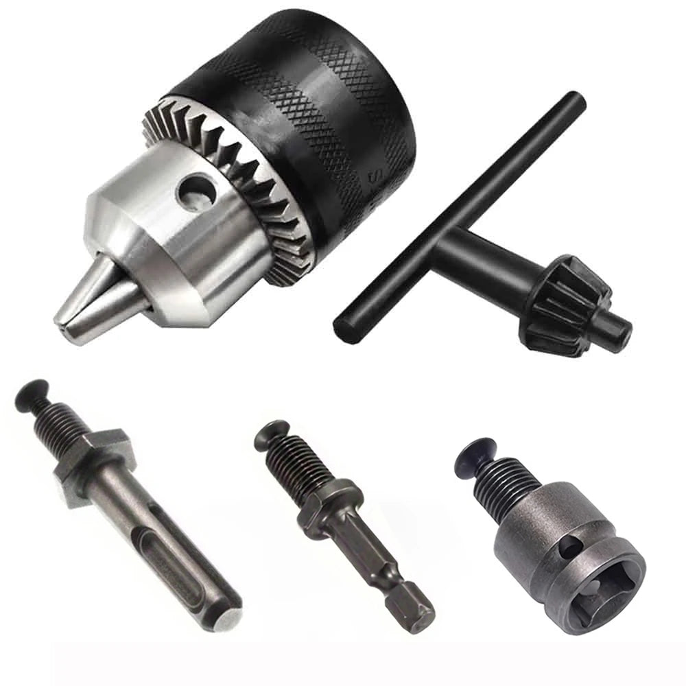 1.5-10mm Drill Chuck,3/8-24UNF Mount Impact Driver Bits Chuck Conversion Hex Shank/SDS-Plus Socket Square Adapter with Chuck Key