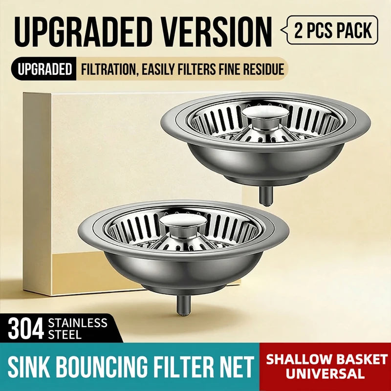 Anti Clogging Kitchen Sink Drain Strainer 304 Stainless Steel Bounce Stopper Reliable Sealing Water Plug for Old Fashioned Sinks