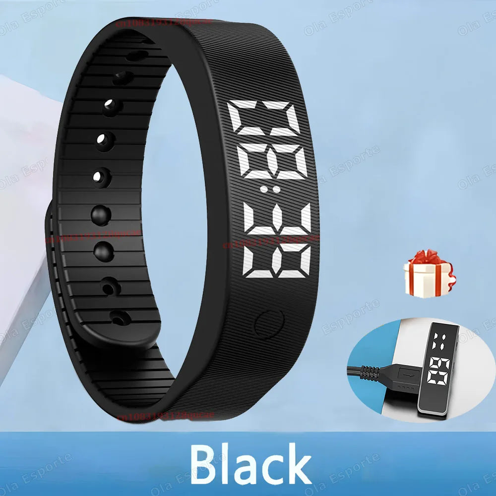 Vibrating Alarm Clock Watch Heavy Sleepers Silent Wake-Up Smart Bracelet Men Women Adjustable Wearable Vibration Wrist Band HW12
