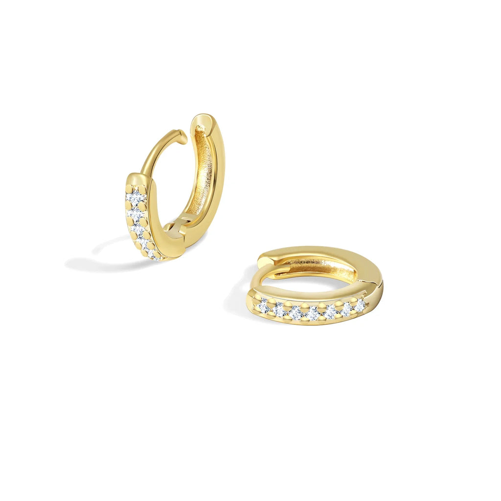 2/6PCS 316L Stainless Steel Minimalist Hoop Earrings Crystal Zirconia Small Cartilage Helix Tragus Piercing Jewelry for Women