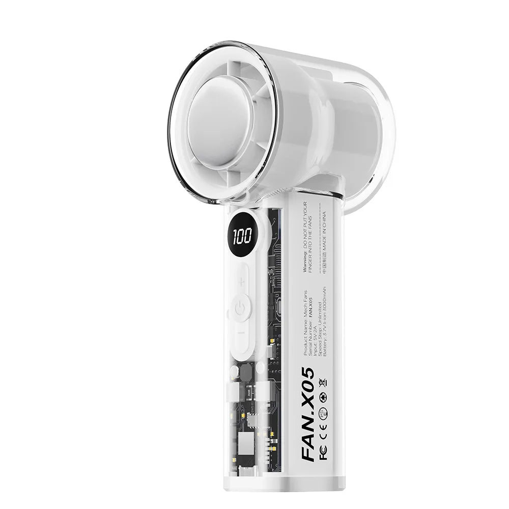 HOMEFISH USB Charging Handheld Fan with Transparent Ice Pack Ice-Sensitive High Wind Power Mini Electric Personal Cooling Fan