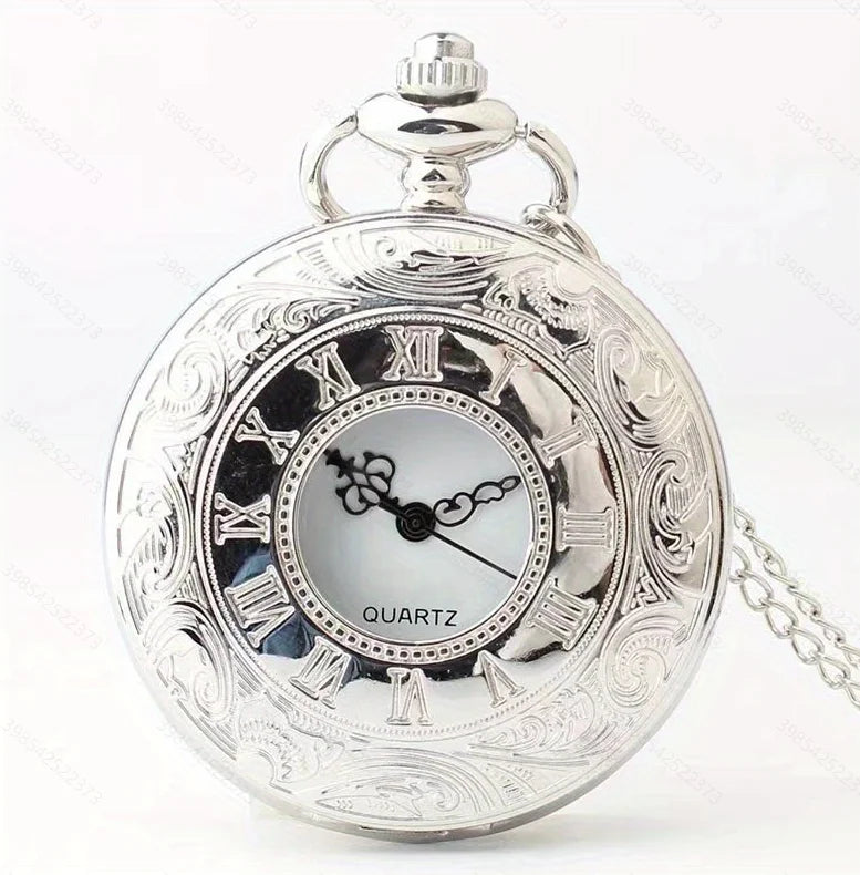 Vintage Charm Black Unisex Fashion Roman Number Quartz Steampunk Pocket Watch Women Man Necklace Pendant with Chain Gifts P427