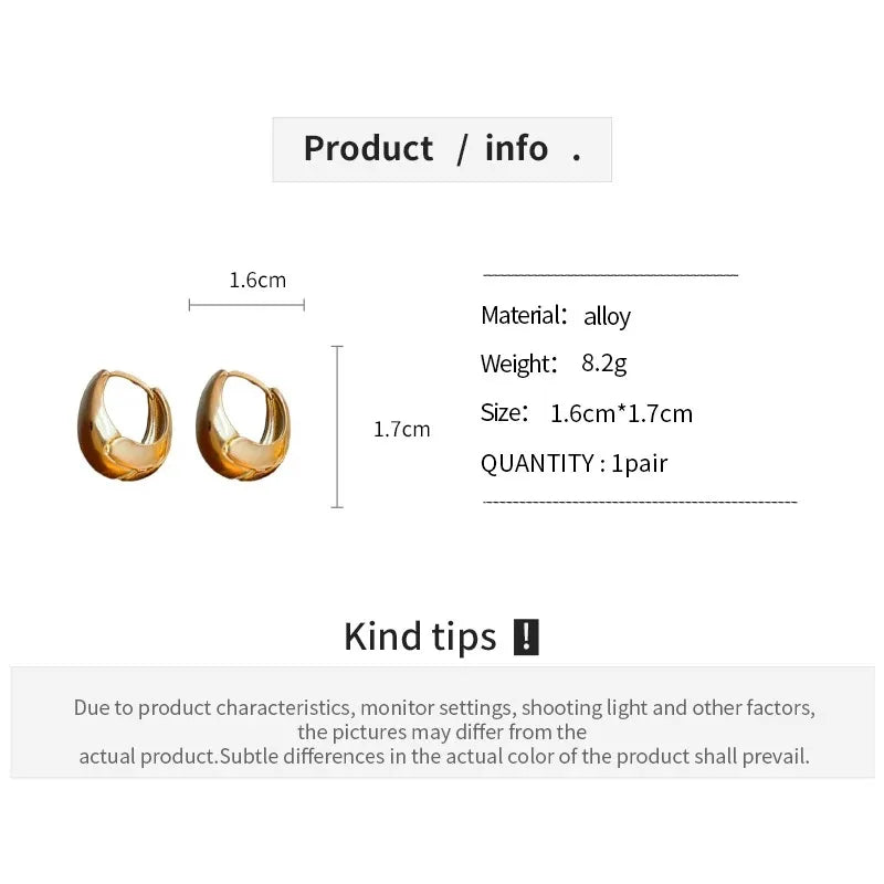 Punk Oval Hoop Earrings with Geometric Ear Buckle Minimalist U-Shaped Design for Daily Wear Fashionable Metal Accessory
