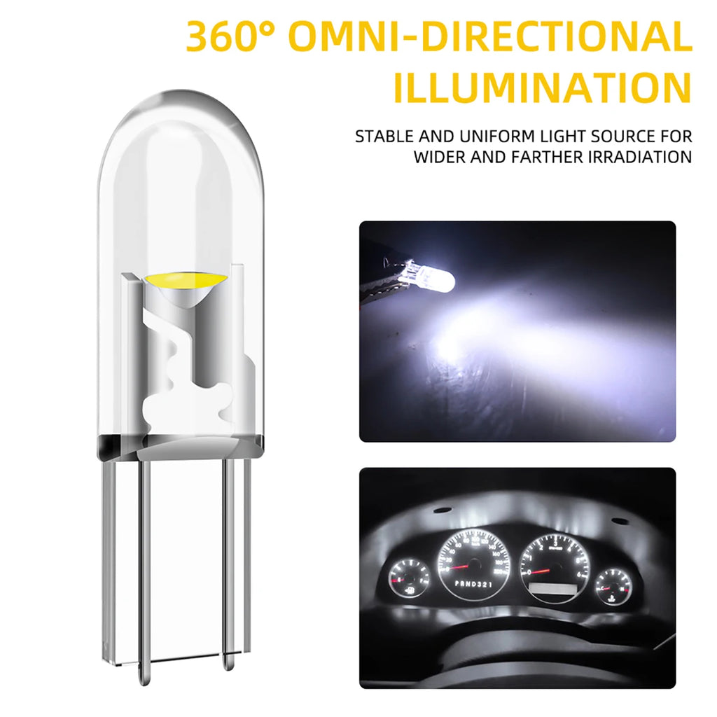 10/20/100pcs Wholesale T10 T5 W3W W5W 194 Wedge Clearance Lights COB Bulb Car Dashboard LED Indicator Light License Plate Light