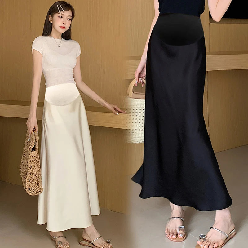 French Style Retro Maternity Skirts Adjustable Waist Pregnant Woman Fishtail Skirts Slim Hips Pregnancy Trumpet Mermaid Skirts