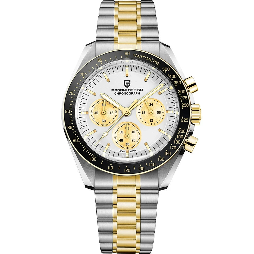 PAGANI DESIGN 2026 New Light Tan Retro Quartz Watch For Men Sports Chronograph AR Sapphire Crystal Luminous Wrist Watch Men VK63